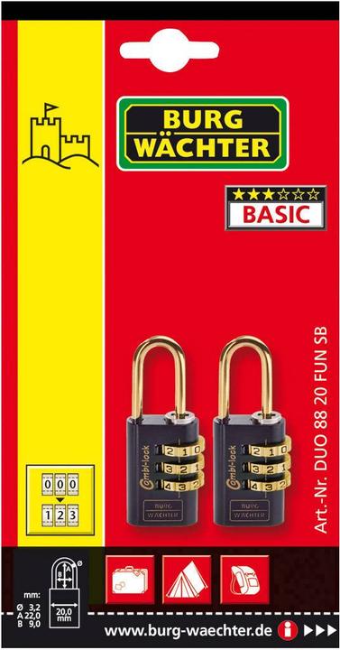 Produktbild Burg Wächter Zahlenschloss - Set Duo 88 20 F SB