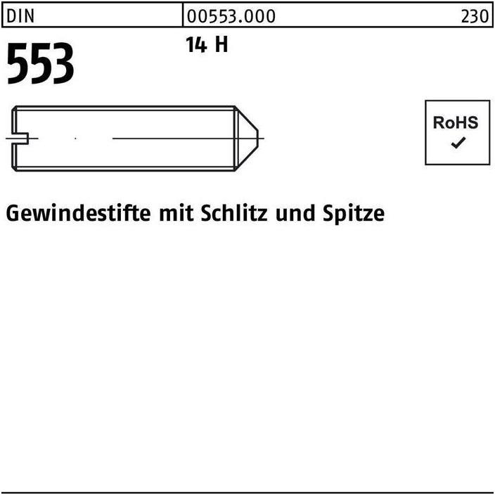 Thumbnail - Reyher, Schrauben, Gewindestift DIN 553 m.Schlitz/Spitze M 3 x 12 14 H (200 Schrauben pro Stück)