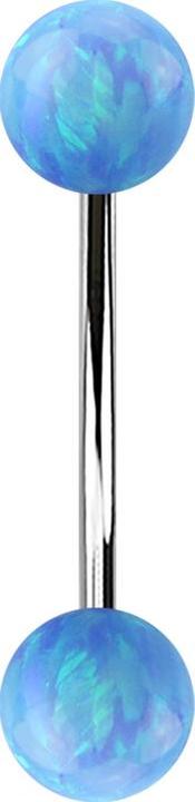 Immagine prodotto Star Piercing Micro banana argento con due sfere opale azzurro (senza ottone, Acciaio chirurgico 316L)