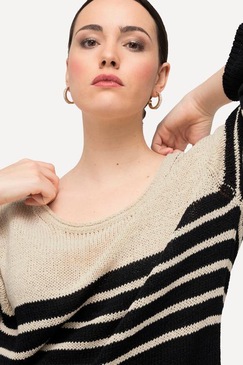 Produktbild Ulla Popken Pullover, Ringel, Oversized, Rundhals, 3/4-Arm (56)