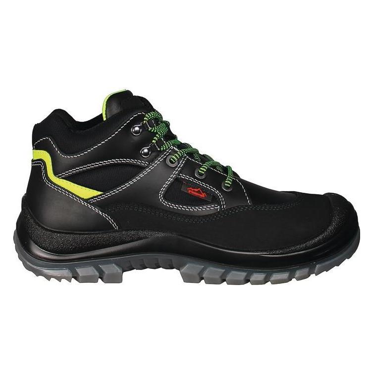 Remisberg, Werkschoenen, Veiligheidslaarzen Tibet maat 47 zwart/neongroen S3 EN ISO 20345 volnerf leer (S3, 47)