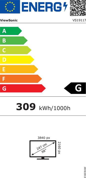 Label énergétique Viewsonic LFD CDE9830 Écran commercial (3840 x 2160 pixels, 98.03")
