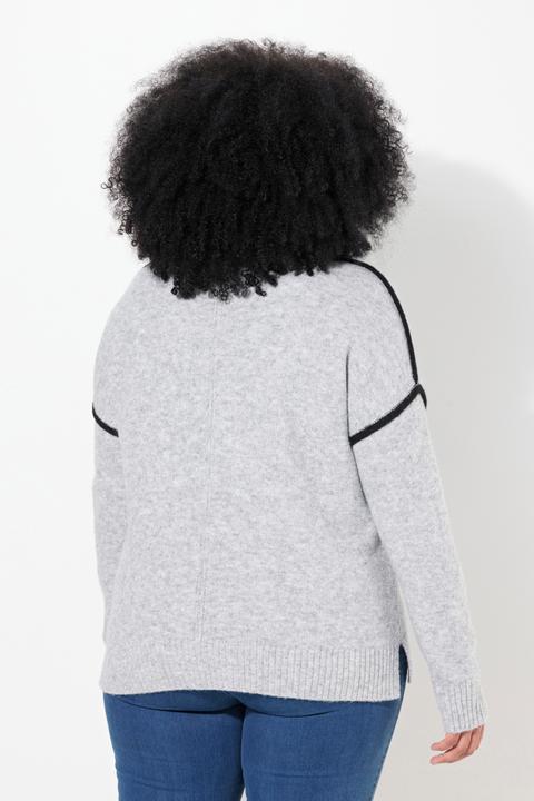 Image du produit Ulla Popken Pull rayé oversize, col montant et manches longues (54)