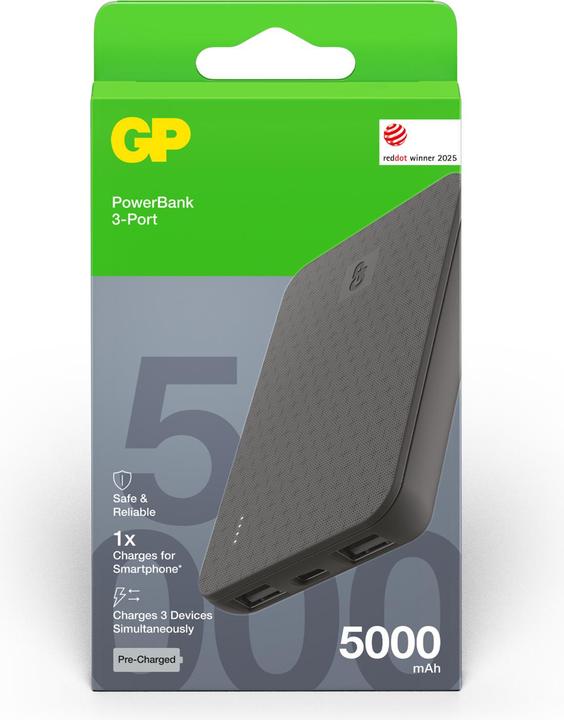 Actual product image GP Batteries GP Powerbank Plus 3-Port 5000 mAh - Black (5000 mAh)