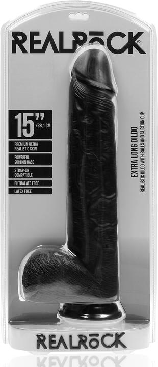 Produktbild RealRock Extra Large Straight with Balls 15 / 38 cm - Black