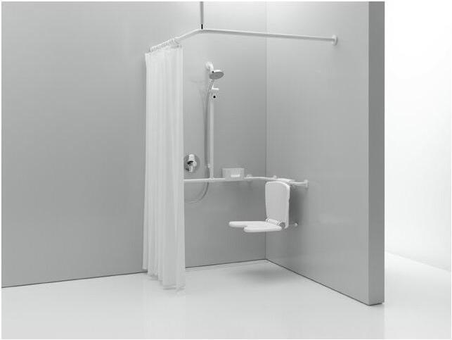 Produktbild Hewi Vorhangstange SERIE 801 d= 33mm 1200x1200mm, 24 Ringe reinweiss