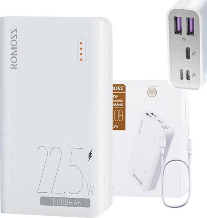 Actual product image Romoss Powerbank SENSE4SF 10000mAh, 22.5W (white) (10000 mAh, 22.50 W, 37 Wh)