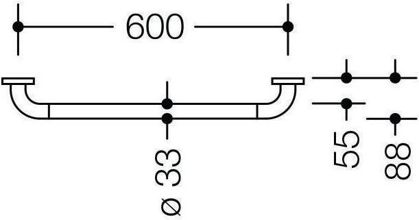 Produktbild Hewi Haltegriff SERIE 801 90mm tief d= 33mm Achsmass 600mm reinweiss