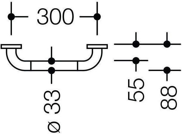 Produktbild Hewi Haltegriff SERIE 801 90mm tief d= 33mm Achsmass 300mm reinweiss