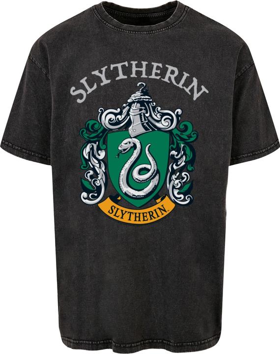 Produktbild Absolute Cult Harry Potter - Slytherin Crest Acid Washed Oversized Tee - 114897 (L)