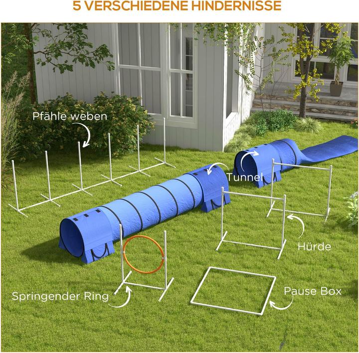 Immagine prodotto PawHut Hunde Agility Set Kunststoff, Oxford Blau (Destrezza)