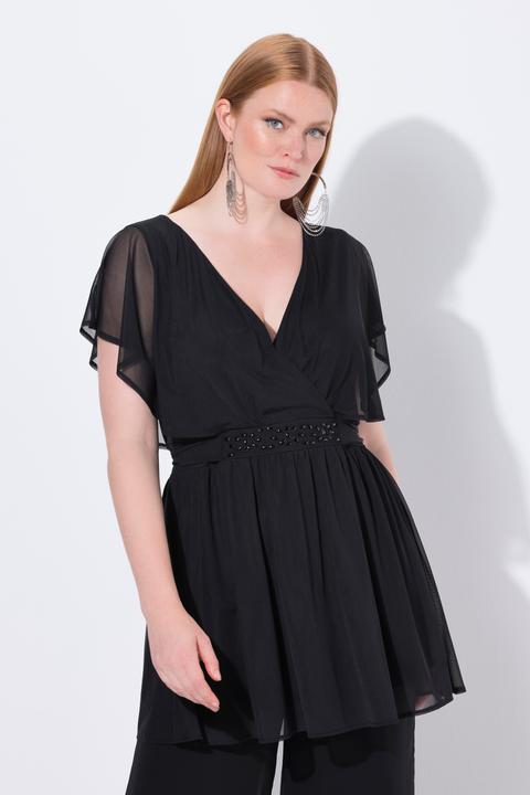 Immagine prodotto Ulla Popken Tunica con mantella di chiffon e mezze maniche ad aletta (50, 52)