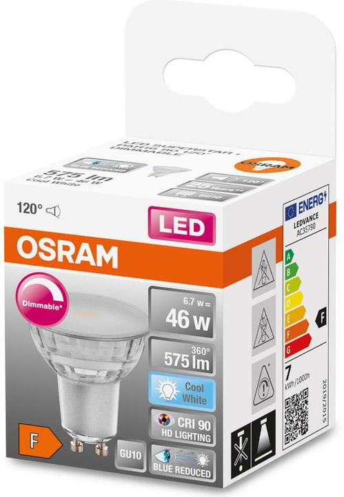 Actual product image Osram Superstar Plus (GU10, 6.70 W, 575 lm, 1 x, F)
