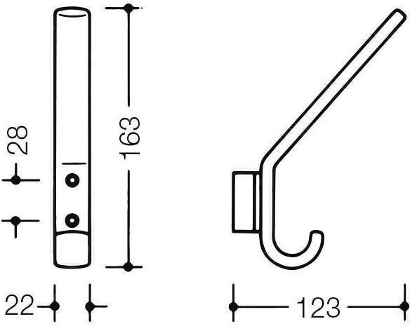 Productafbeelding Hewi Kapstokhaak SERIE 477 163 mm, met afstandhouder zand