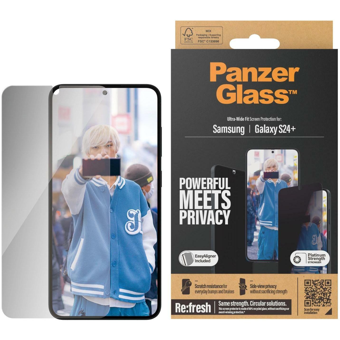 PanzerGlass Privacy (1 Stück, Samsung Galaxy S24+), Smartphone Schutzfolie, Transparent