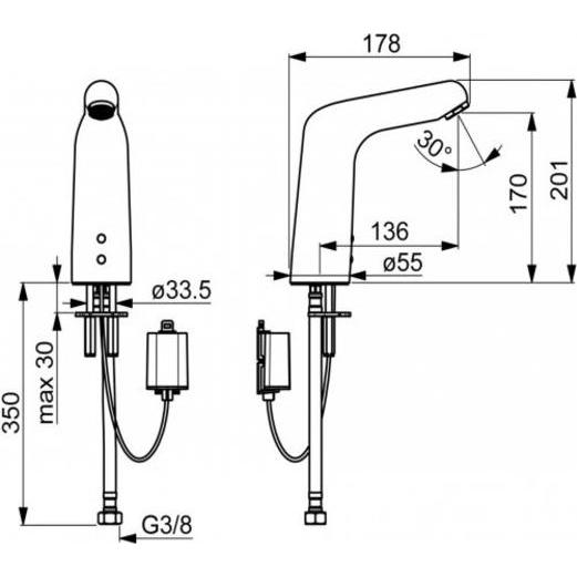 Thumbnail - Hansa, Badarmatur, 05682019 WT-Batt. HANSAMEDIPRO XL 0568 6V