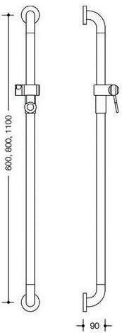 Produktbild Hewi Brausehalterstange SERIE 477 90 ti. d= 33mm Mass 1100mm tiefschwarz