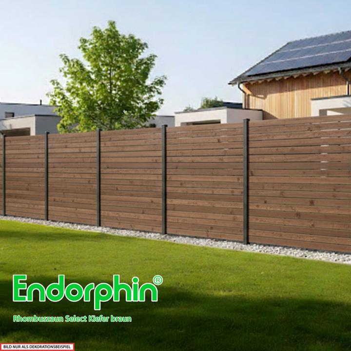 Produktbild Endorphin -Rhombuszaun Kiefer braun 4 Element 180x180cm 5 anthrazit Pfosten 7x7x235cm