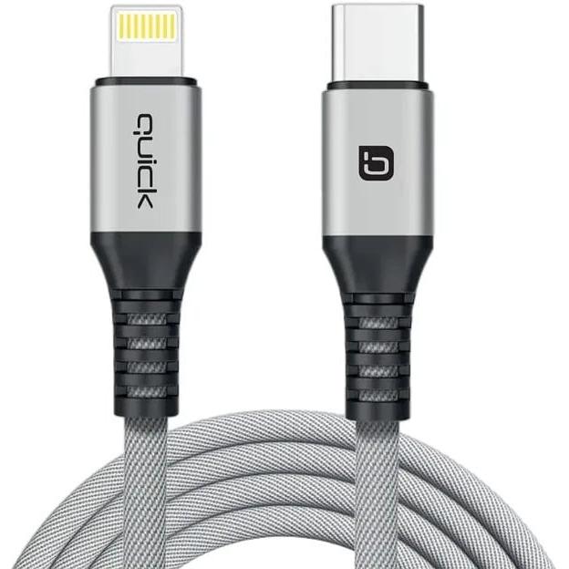 Quick Cavo USB USB-C - Lightning 1,5 m Szary (4752168141236) (1.50 m), Cavo USB