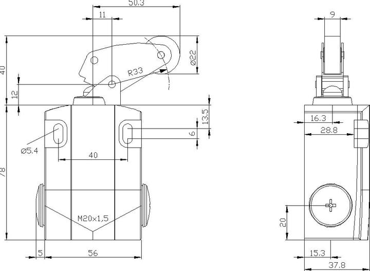 Produktbild Siemens Positionsschalter 56mm Winkelrollenhebel