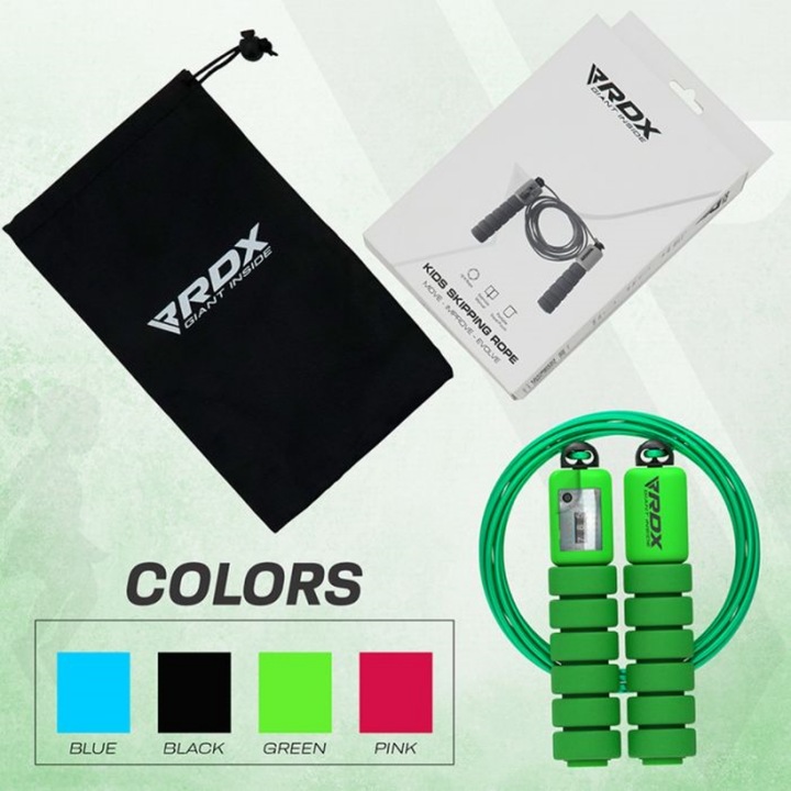 Actual product image Rdx Skipping Rope Kids Plastic Abs Green-10Ft (17583) (310 cm)