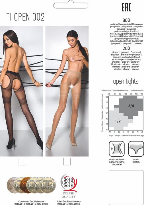 Actual product image Passion WOMAN TIOPEN 002 BLACK STOCKINGS SIZE 1/2 (S, M)