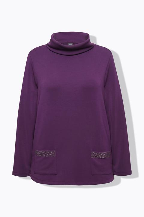 Actual product image Ulla Popken Cowl Neck Beaded Sweatshirt (62)