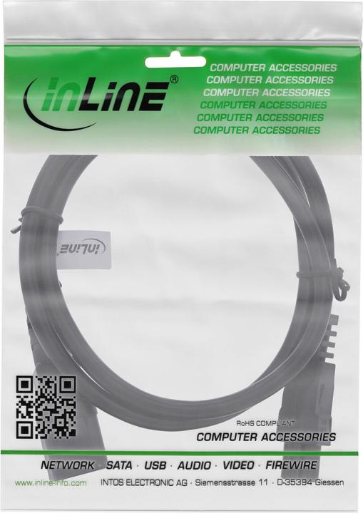 Produktbild InLine Netzkabel, C14 Kupplung auf C5 Stecker, schwarz, 1m (1 m)