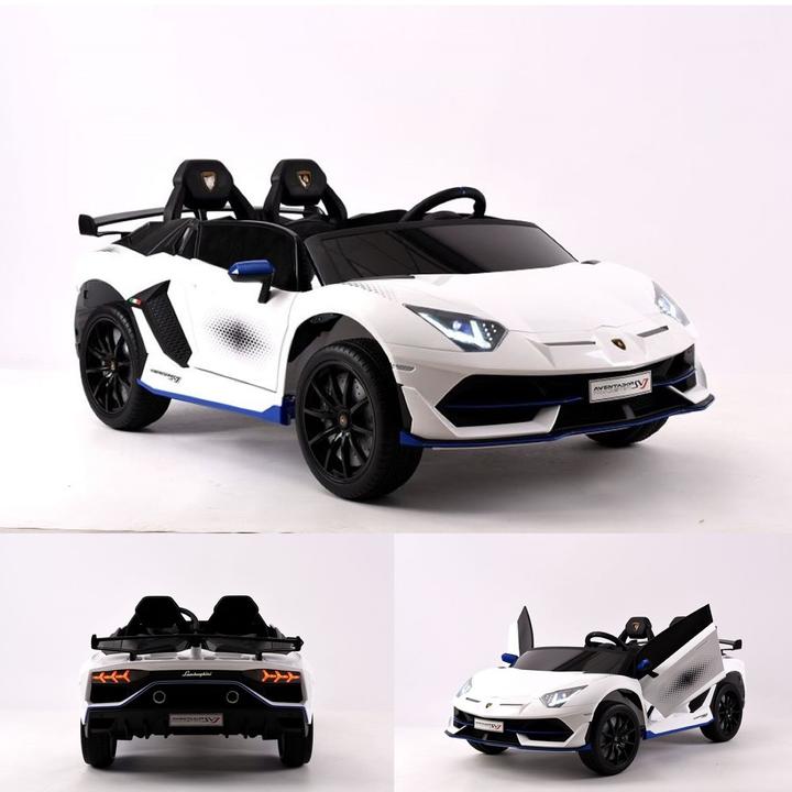 Immagine prodotto Es-toys Auto elettrica per bambini "Lamborghini Aventador SVJ Xago 2 posti" - licenza -MP3, sedile in pelle (12 V)