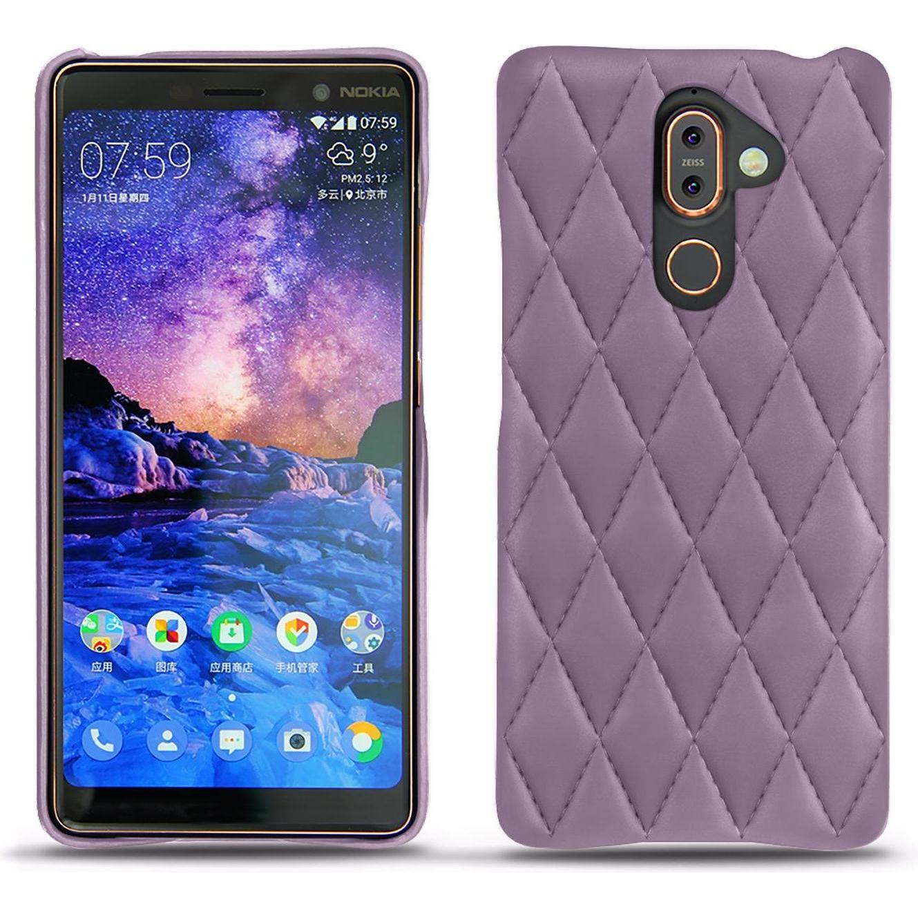 Noreve Lederschutzhülle (Nokia 7 Plus), Smartphone Hülle, Violett