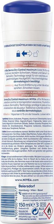 Produktbild NIVEA Derma Dry Control Maximum (Spray, 150 ml)