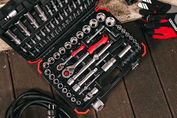 Actual product image Gedore Red red Socket spanner set, 94-piece, With reversible ratchets, ratchets, socket spanner and bit set