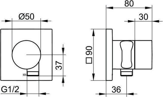 Produktbild Keuco Absperrventil IXMO UP f 1 Verbr Rosette eckig sw ma