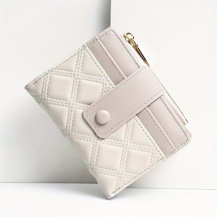 Image du produit Only-Bags.Store Neue gesteppte Brieftasche mit Reissverschlusstasche und Schnallenverschluss, perfekt für Geschenke