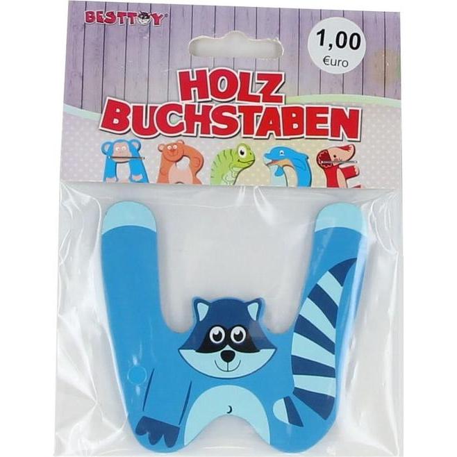 Besttoy, Holzbuchstaben + Stoffbuchstaben, Holzbuchstabe - W - blau