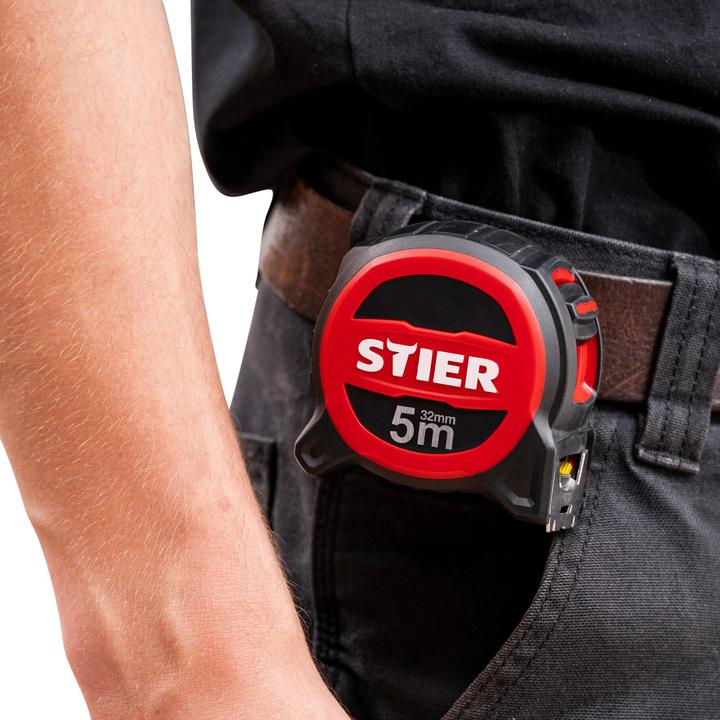 Actual product image Stier Premium pocket tape measure 5 m x 32 mm with magnet and stainless steel hook
