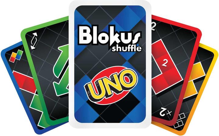 Actual product image Mattel Games Blokus Shuffle: UNO Edition (German, Spanish, French, Polish, Dutch, Russian, Italian, Portuguese)