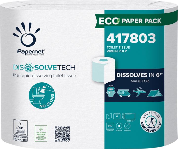 Actual product image Papernet Toilet paper with Dissolve Tech technology, 417803, 1-ply, 4 rolls (4 pcs.)