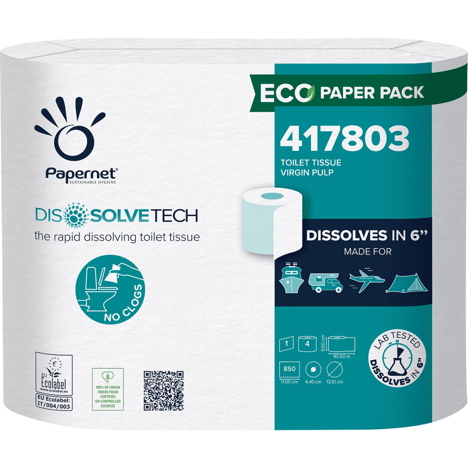 Papernet, Carta igienica, Carta igienica con tecnologia Dissolve Tech, 417803, 1 velo, 4 rotoli (4 pz.)