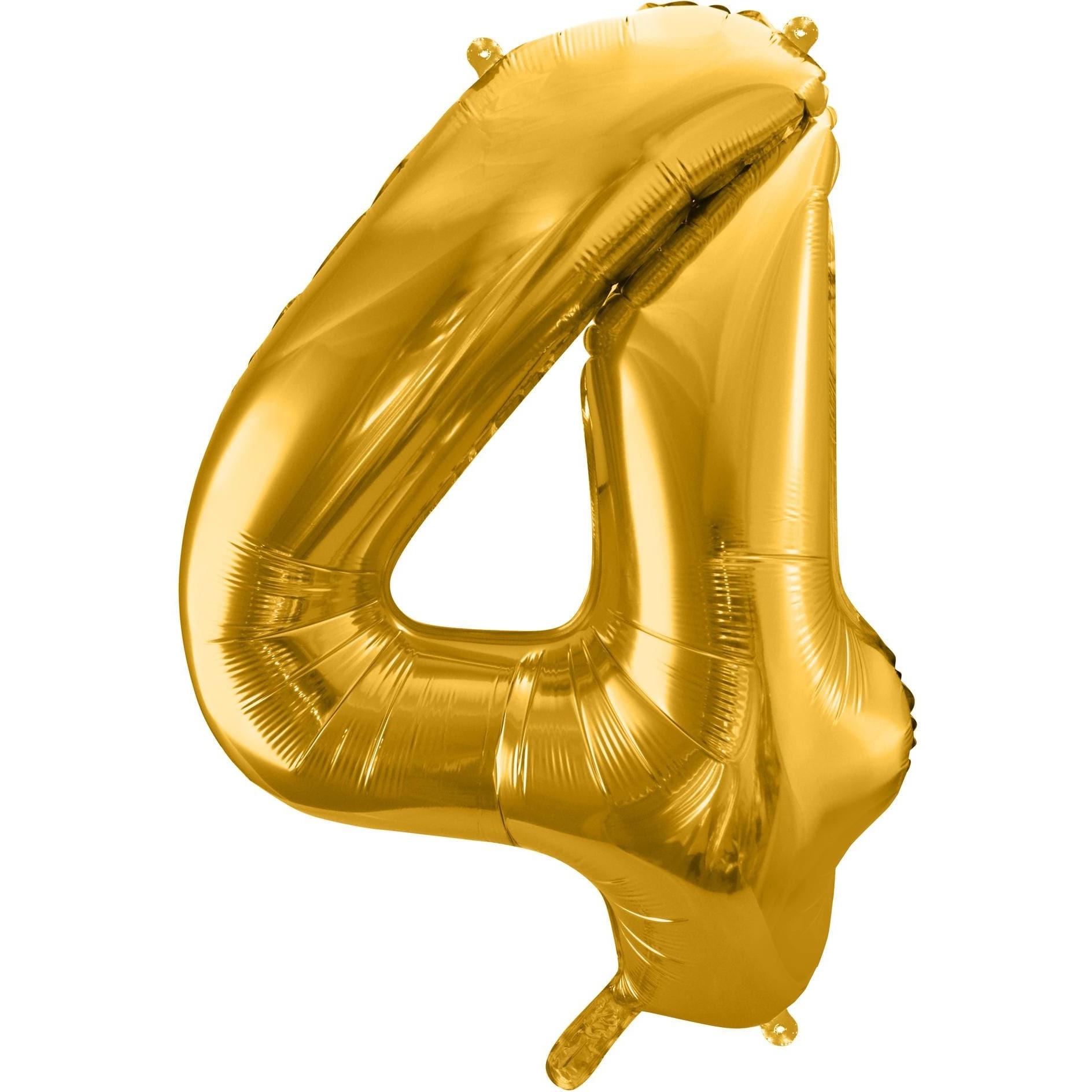 Partydeco Alu-Ball Ziffer "4" Gold
