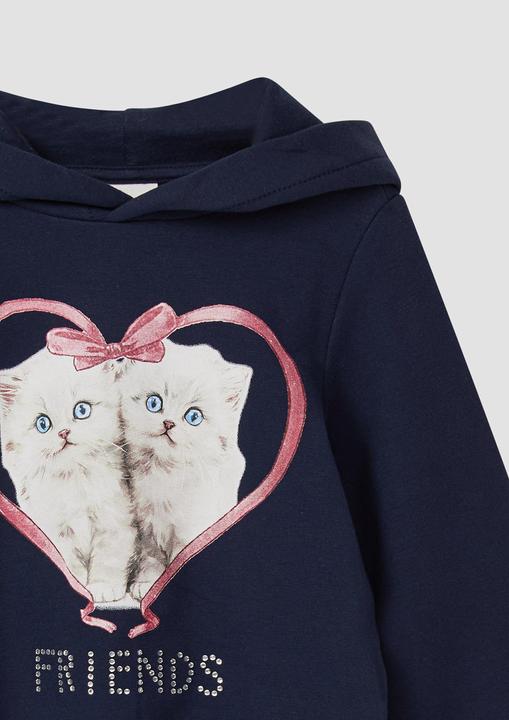 Produktbild s.Oliver Sweatshirt Hoodie mit Frontprint und Schmucksteinen (98)