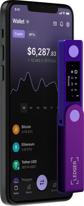 Produktbild Ledger Nano X Amethyst Purple (Ripple, Bitcoin, Bitcoin Cash, Litecoin, Cardano, TRON, Ethereum Classic, Ether, Stellar, Monero, Dogecoin)