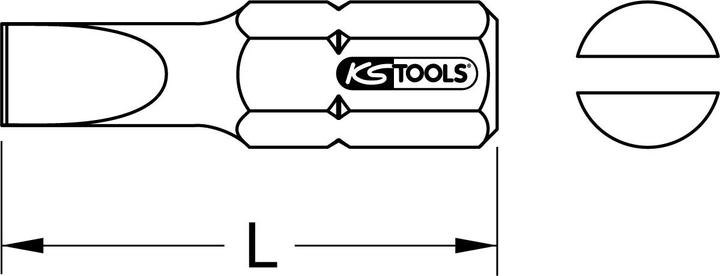 Actual product image KS Tools 1/4" STAINLESS STEEL bit for slotted screws, 25mm, 6,5mm (6.5 mm)