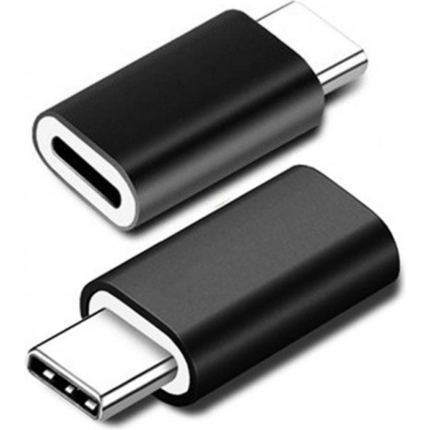 PowerGuard Lightning USB-C Charge & Sync Adapter (Lightning, USB Typ C), Mobilgerät Adapter, Schwarz