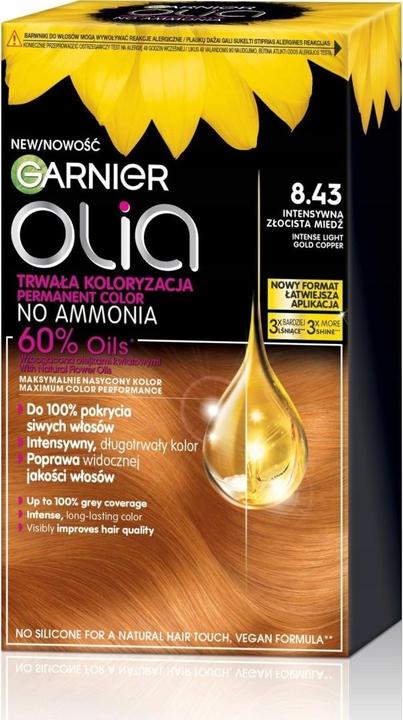 Actual product image Garnier Olia farba do włosów 8.43 Intense Light Gold (8.43 Intense Light Gold Copper)