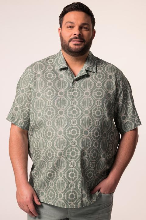 Immagine prodotto Men+ Leinenmix-Hemd, Halbarm, Alloverprint, Cubakragen, Cuba Fit (3XL)