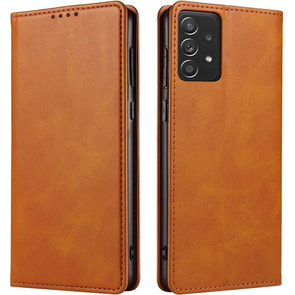 Cover-Discount Galaxy A23 - Stand Flip Case Hülle hellbraun (Samsung Galaxy A23), Smartphone Hülle, Braun