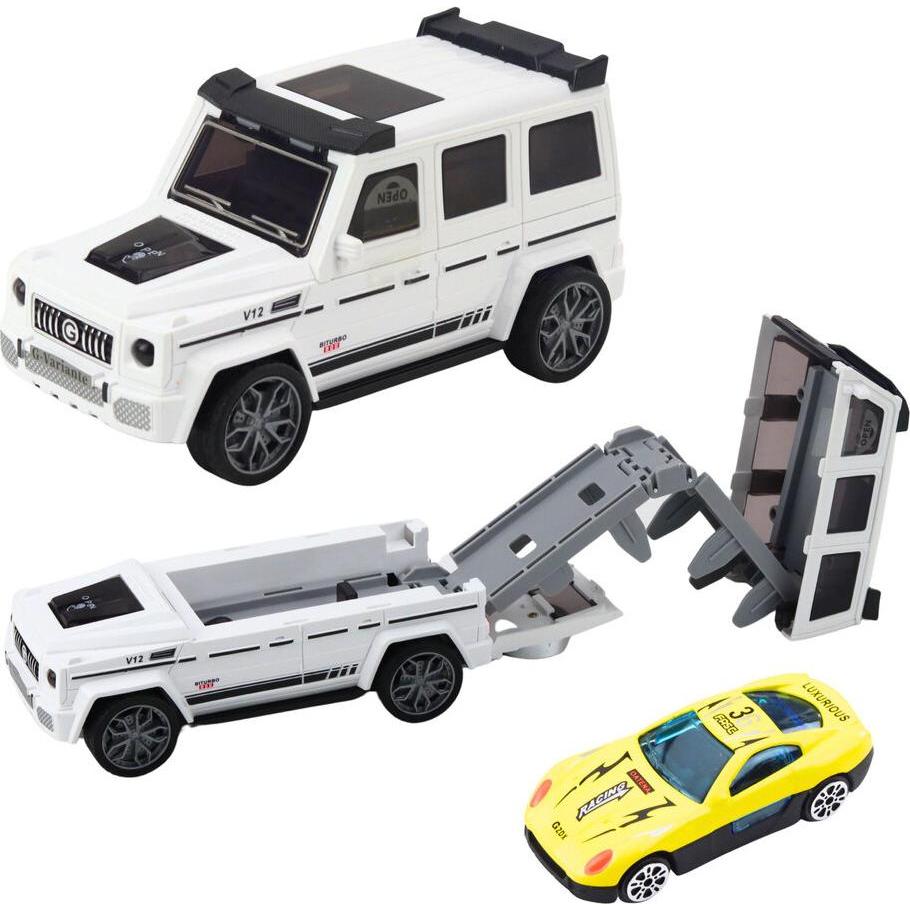 Lean Toys Lean Off-Road Auto Metall Versteckte Auto Licht Sound Weiss Blau