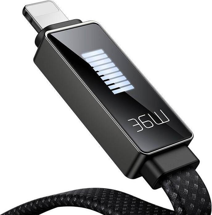 Actual product image Mcdodo Cable CA-4960 USB-C to Lightning with display 1.2m (black) (1.20 m, 36 W)