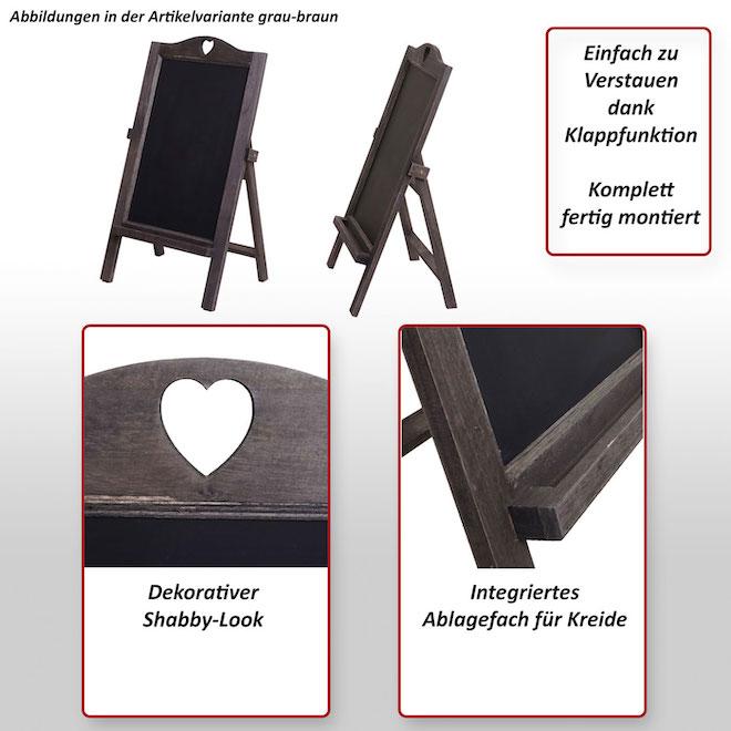 Immagine prodotto Mendler Cartellone HWC-E51, Lavagna, 66x37x27cm Shabby-Look Vintage - grigio-marrone (66 x 37 x 27 cm)